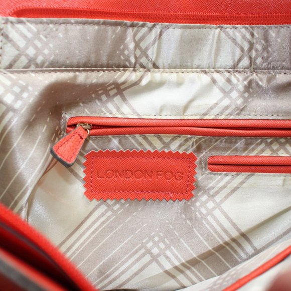 London Fog Orange Simulated Leather Satchel - Picture 7 of 11